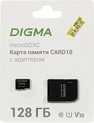 Digma <DGFCA128A01> microSDXC 128Gb UHS-I U1 Class10 V10 + microSD-->SD  Adapter
