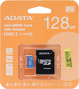 ADATA Premier <AUSDX128GUICL10A1-RA1> microSDXC Memory Card 128Gb A1 V10 UHS-I U1 + microSD-->SD Adapter