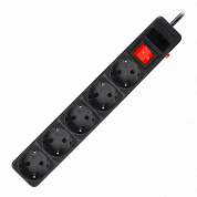 SBSP-5-30-K Сетевой фильтр 16А, 3500 Вт, 5 гнезд, без з/ш, с з/к, ПВС 3x1.0 мм?, 3 м, черный (SBSP-5-30-K)