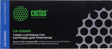 Картридж Cactus CS-C055HC Cyan для Canon LBP663Cdw/LBP664Cx/MF746Cx/MF742Cdw