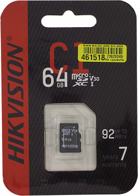 HIKVISION <HS-TF-C1-64G> microSDXC Memory Card 64Gb V30