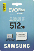 Samsung EVO Plus <MB-MC512SA> microSDXC Memory Card 512Gb Class10 UHS-I U3 A2 V30 + microSD--> SD Adapter
