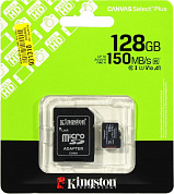 Kingston <SDCS3/128GB> microSDXC Memory Card 128Gb A1 V10 UHS-I U1 Class10 + microSD-->SD Adapter