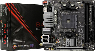 ASRock B450 GAMING-ITX/AC (RTL) AM4 <B450> PCI-E HDMI+DP GbLAN SATA Mini-ITX 2DDR4