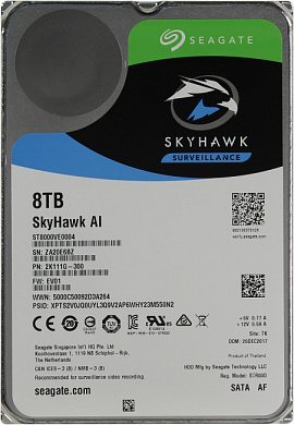 HDD 8 Tb SATA 6Gb/s Seagate SkyHawk AI <ST8000VE0004> 3.5" 7200rpm 256Mb