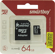 SmartBuy <SB64GBSDCL10-01> microSDXC 64Gb Class10 + microSD-->SD Adapter