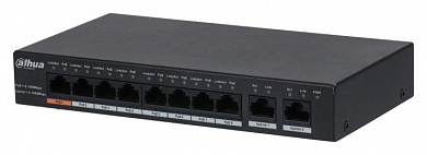 Dahua <DH-PFS3010-8GT-96> Неуправляемый коммутатор (8UTP 1000Mbps PoE + 2UTP 1000Mbps)