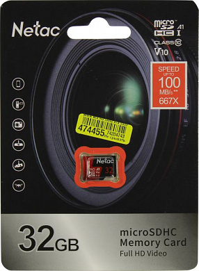 Netac <NT02P500PRO-032G-S> microSDHC Memory Card 32Gb UHS-I U1 V10