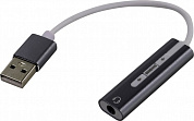 Orient <AU-04PL> USB адаптер для наушников с микрофоном (регул.громкости, управление медиаплеером)