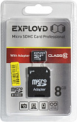 EXPLOYD <EX008GCSDHC10-AD> microSDHC 8Gb Class10 + microSD-->SDAdapter