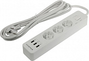 Удлинитель HARPER <UCH-360 White>  <3м> (3 розетки + 3 USB)