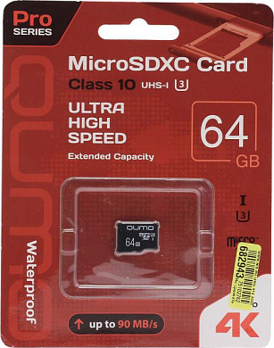 Qumo <QM64GMICSDXC10U3NA> microSDXC 64Gb UHS-I U3 Class10