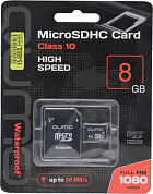 Qumo <QM8GMICSDHC10> microSDHC 8Gb Class10 + microSD-->SD Adapter