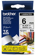 Brother <TZ(e)-211> ламинированная лента для печати этикеток (ширина 6мм, 8м, чёрный на белом)