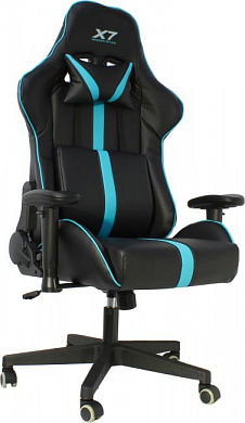 A4Tech <GG-1200> Кресло игровое (экопремиум, чёрный/голубой) <1534207>