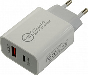 KS-is <KS-601W> Зарядное устройство USB (Вх. AC100-240V, Вых.DC5/9/12V, 18W, USB+USB-C)