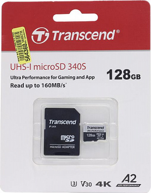 Transcend <TS128GUSD340S> microSDXC 128Gb UHS-I U3 A2 V30 + microSD-->SD Adapter