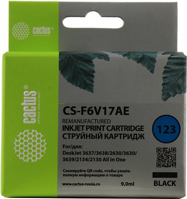 Картридж Cactus CS-F6V17AE Black для HP DeskJet 3637/3638/2630/3630/3639/2134/2130 (восстановлен из б/у)
