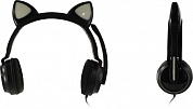 Наушники с микрофоном QUMO Cat Black GHS0034 (шнур 2м, с регулятором громкости) <33034>