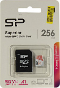 Silicon Power <SP256GBSTXDV3V20SP> microSDXC Memory Card 256Gb UHS-I U3 V30 A1 + microSD-->SD Adapter
