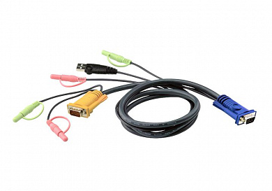 ATEN <2L-5302U> Кабель для KVM переключателейКабель для KVM переключателей (USB+Audio+Mic+VGA15M, 1.8м)