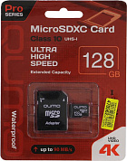 Qumo <QM128GMICSDXC10U3> microSDXC 128Gb Class10 UHS-I U3 + microSD-->SD Adapter