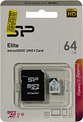 Silicon Power <SP064GBSTXBU1V21SP> microSDXC Memory Card 64Gb UHS-I U1 + microSD-->SD Adapter