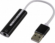 Orient <AU-04PLB> USB адаптер для наушников с микрофоном (регул.громкости, управление медиаплеером)