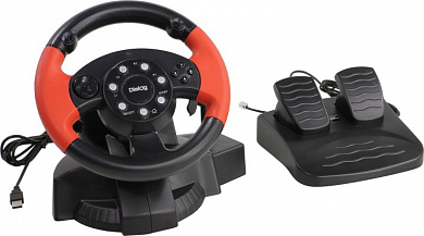 Руль Dialog GW-125VR E-Racer Vibration USB (Рулевое колесо+педали+рычаг перекл. скоростей,13кн., 4 поз.перекл)