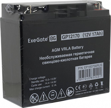 Аккумулятор Exegate EG17-12/EXG12170/GP12170  (12V, 17Ah) <EP160756RUS>