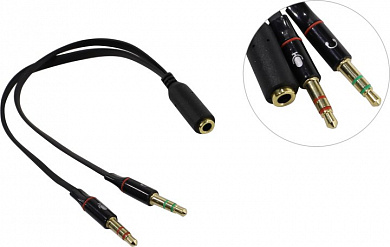 Кабель-переходник 2xJack3.5-M --> 4-pin Jack3.5-F