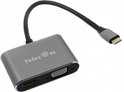 Telecom <TUC055> Кабель-адаптер USB-C -> HDMI(F)+VGA(F)+USB3.0