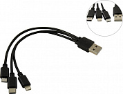 KS-is <KS-478B-0.2/0.15> Кабель USB AM --> micro-B/USB-C/Lightning 0.2/0.15м