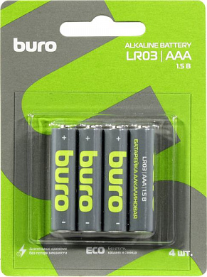 Buro <1776131> (LR03) Size AAA, 1.5V, щелочной (alkaline) <уп. 4 шт>