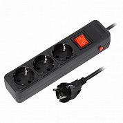 SBSP-3-50-K Сетевой фильтр 16А, 3500 Вт, 3 гнезда, без з/ш, с з/к, ПВС 3x1.0, 5 м, черный (SBSP-3-50-K)
