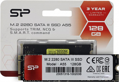 SSD 128 Gb M.2 2280 B&M 6Gb/s Silicon Power A55 <SP128GBSS3A55M28> 3D TLC