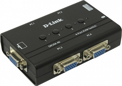 D-Link <DKVM-4K> Switch 4/1 (клавиатураPS/2+мышьPS/2+VGA15pin)(+2 кабеля)