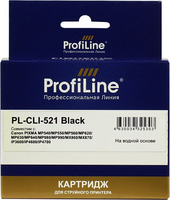 Картридж ProfiLine PL-CLI-521 Black для Canon Pixma MP540/550/560/620/630/640/980/990, MX860/870, IP3600/4600