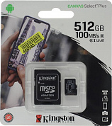 Kingston <SDCS2/512GB> microSDXC Memory Card 512Gb A1 V30 UHS-I U3 + microSD-->SD Adapter