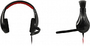 Наушники с микрофоном OKLICK HS-L100 <Black-Red> (шнур 2м, с регулятором громкости) <359485>