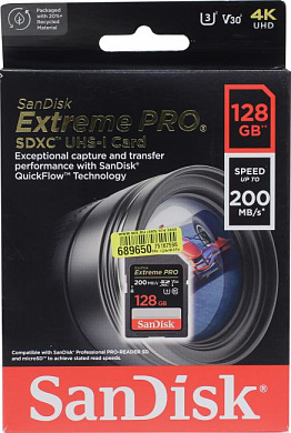 SanDisk Extreme PRO <SDSDXXD-128G-GN4IN> SDXC Memory Card 128Gb UHS-I U3 Class10 V30
